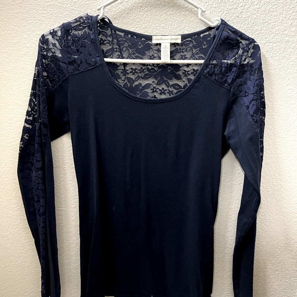 Ambience Apparel Blue Lace Top